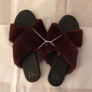 Frannie crossband faux fur slide sandals A New Day